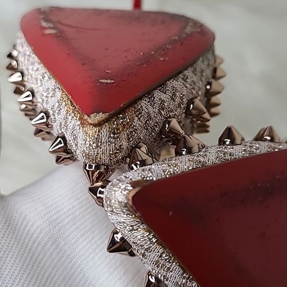 Christian Louboutin Spiked Heels in Silver and Cream - Picture 16 of 16